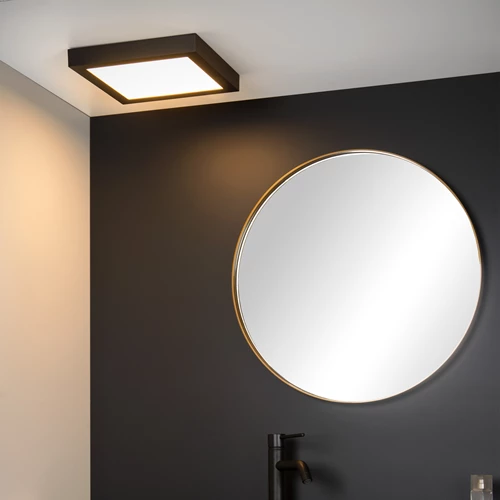 Lucide BRICE-LED - Deckenleuchte Badezimmer - LED Dim. - 1x30W 3000K - IP44 - Schwarz - Atmosphäre 1